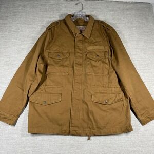 Levi Military Field Jacket Mens XXL Brown Cotton Utility Coat Unlined Denim